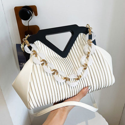 Pleated Bags Blue/Orange Shoulder Bag Big Totes Handbag Purse Evening Clutch Bag