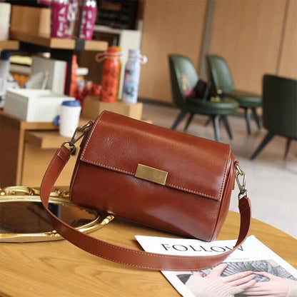 Women Versatile Cow Leather Shoulder Bag Ladies Crossbody Bag Layer Handbag
