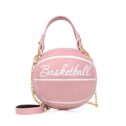 Ball Purse Shoulder Bag Crossbody Handbag Leather Pink Football Bag 16*16*8 CM