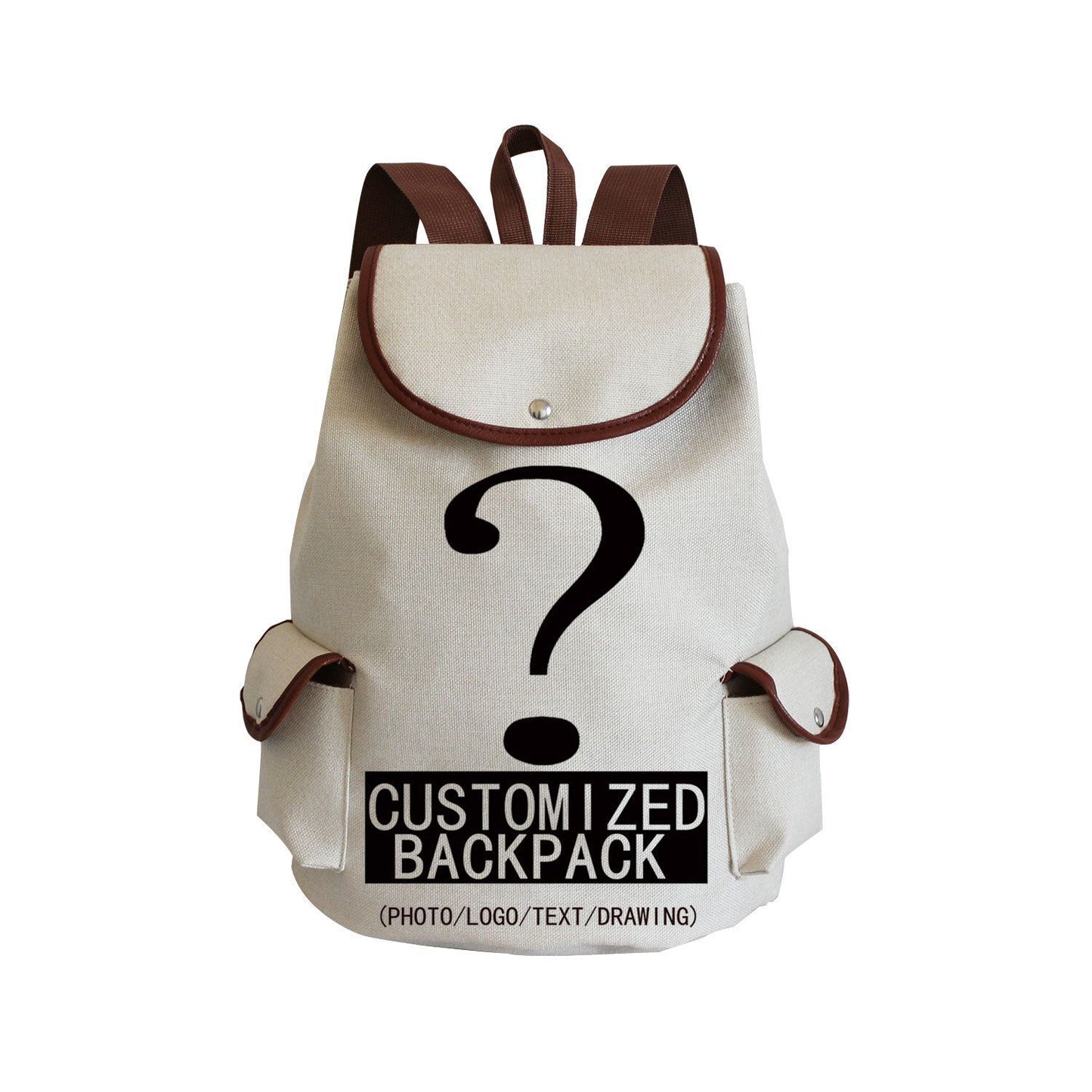 Dog Paw Print Backpack Drawstring Bags Linen Students Portable Cute Pug Printed