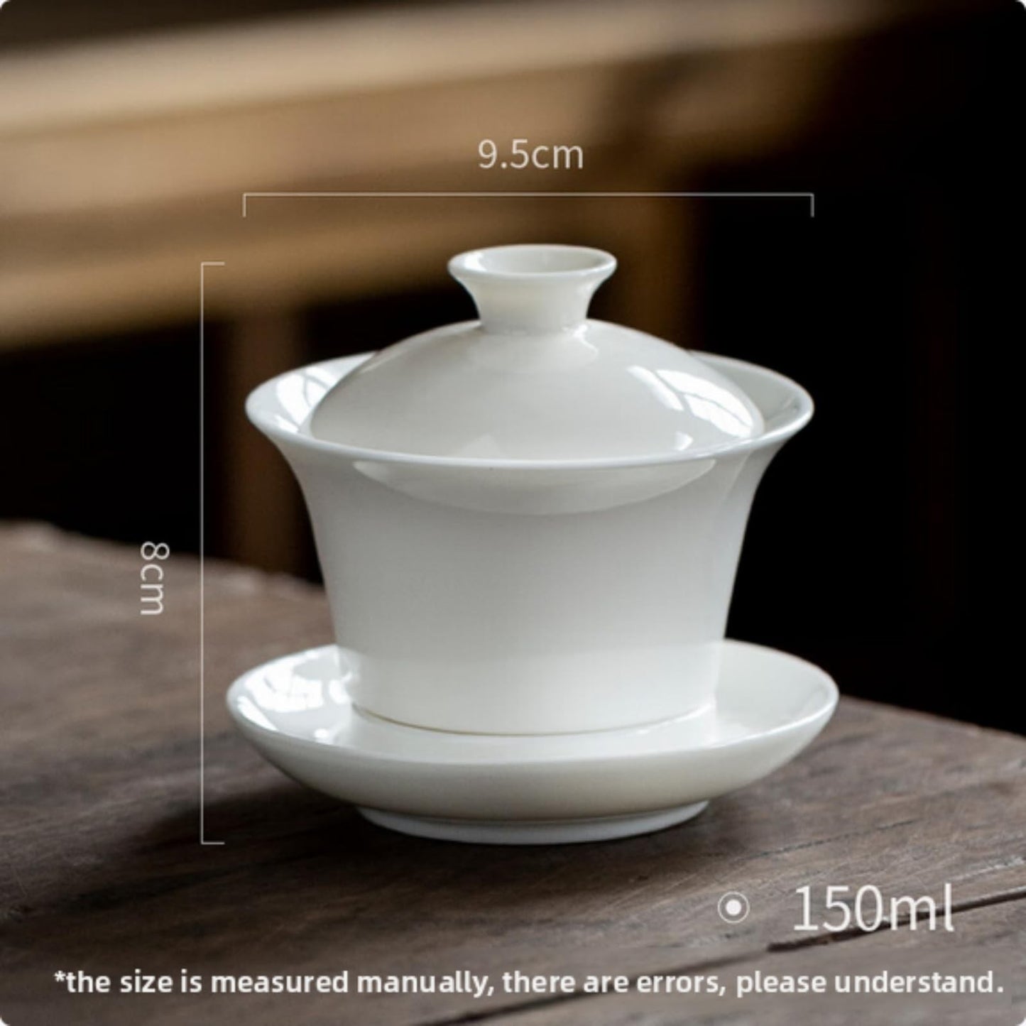 Jade White Porcelain Rotatable Gaiwan 150ml 5.1oz Kung Fu Tea Set