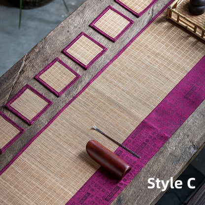 Bamboo Antique Tea Mat with Tea Coasters|Tea Table Cloth|Tea Accessories