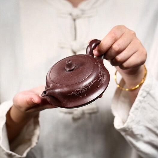 sold at a loss handmade tea pot marked ball shaped infuser holes yixing zisha