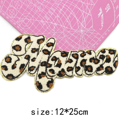 Iron On Patches MaMa Letter Chenille Embroidery Patch Clothing Appliques 25x12cm