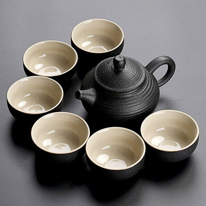 Solid Drinkware Ceramic Teapots Traditional Japanese Style Black Crockery Teacup