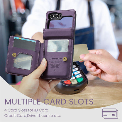 For Samsung Galaxy Z Flip 6 Case with RFID Blocking Card Holder Durable Leather