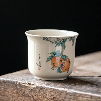 1PC Handmade Tea Cup Hand Painted Ceramic Tea Bowl Chinese Porcelain Tea Set