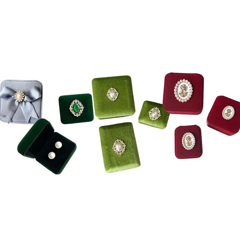 Jewelry Box Vintage Velvet Ring Pendant Bracelet Necklace Display Organizer Gift