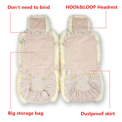 2PCS Genuine Australian Sheepskin Fur Long Wool Car Front Seat Cover Warm Winter