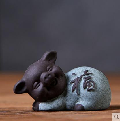 1.7" Geyao Tea Pet Decorations Zisha Five-blessing Pig Decoration Tea Table Tea