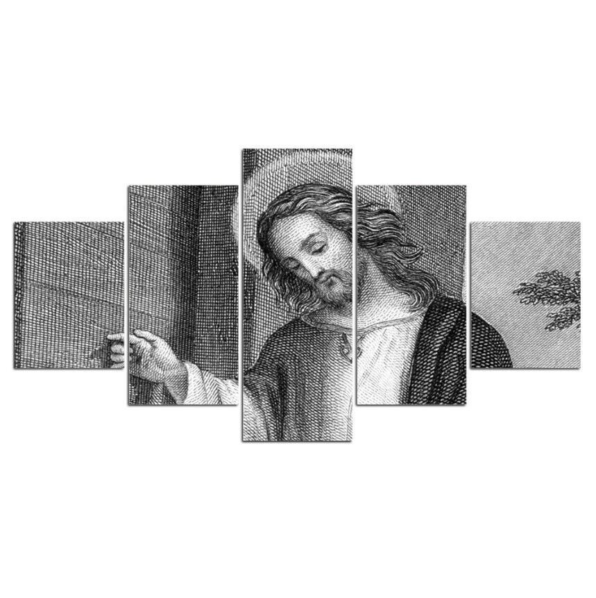 5Pcs Wall Art Canvas Painting Picture Home Decor Modern Abstract Holy Jesus