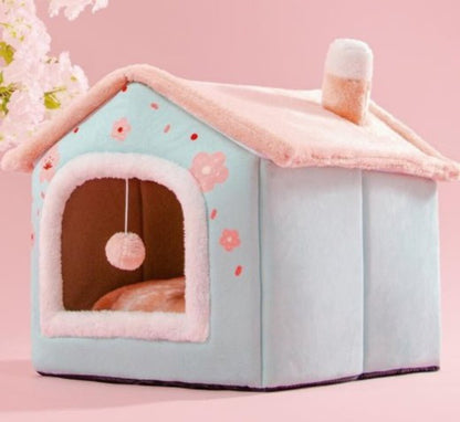 Sleep Kennel Pet Nest Warm Removable Cave Bed