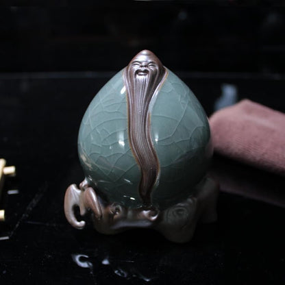 Chinese God Cracked Glaze Ceramic Tea Pet 11cm Kung Fu Tea Play Tea Set Decor