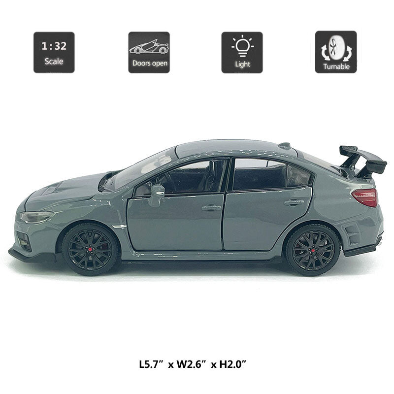 1/32 Subaru WRX STI Model Car Diecast Toy Vehicle Toys for Boys Kids Gifts Gray