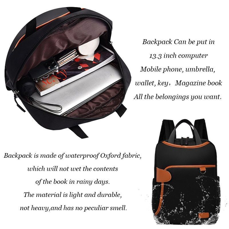 Oxford Backpack Waterproof Multifunction Bag 20-35L Polyester Zipper Soft Handle