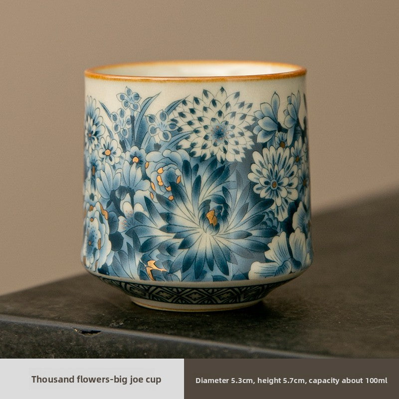 5.7cm Chinese Retro Ceramics Ru Kiln Teacup Household Tea Tasting Cup Tea Set