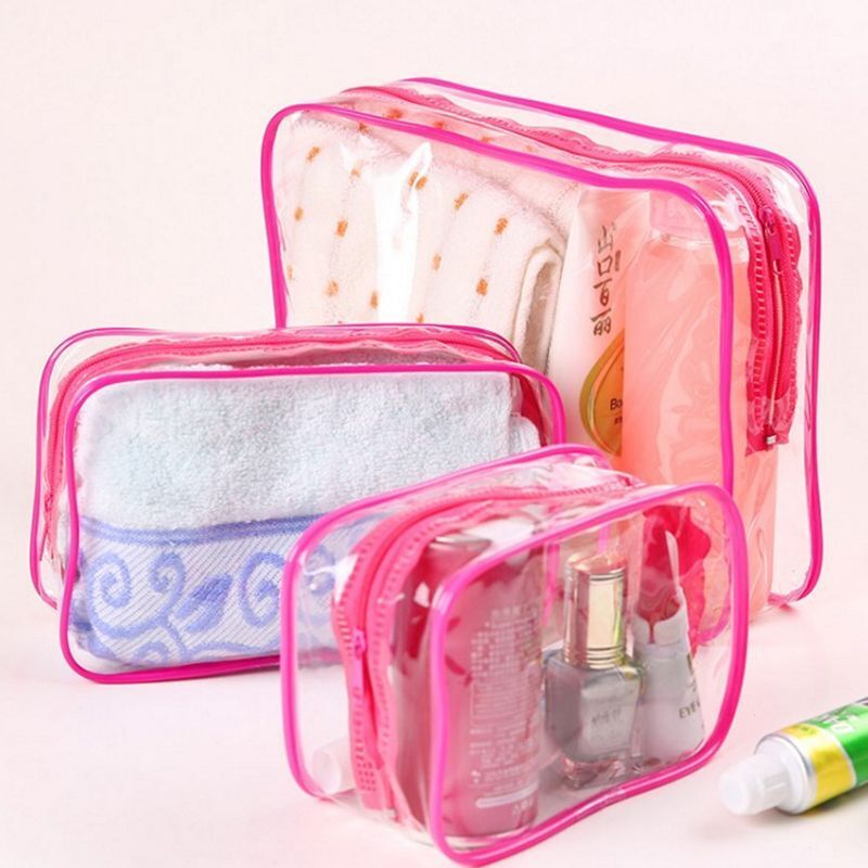Waterproof PVC Cosmetic Bag Travel Transparent Makeup Storage Purse 6*18*12 CM