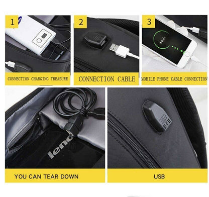 Men Backpacks 17 Inch Laptop USB Charging Bag Anti-theft Fashion Travel Rucksack