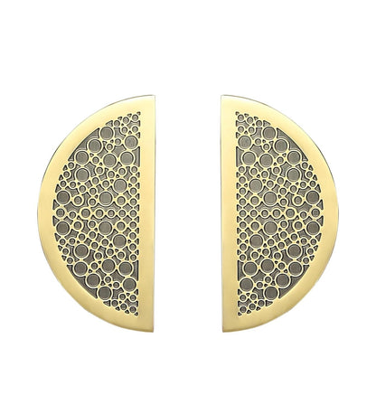Set of 2 Antique Look Bubble Design D Shaped Brass Door Handle Pair