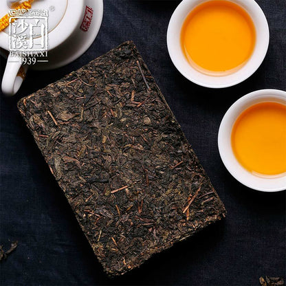 BAISHAXI 1953 Yu Pin Fuzhuan Hunan Anhua Golden Flower Fucha Dark Tea 318g Brick