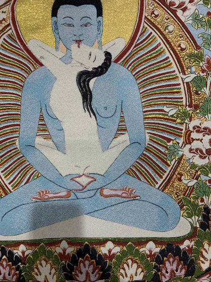 36" Tibet Tibetan Cloth Silk Samantabhadra Kuntuzangpo Adibuddha Tangka Thangka