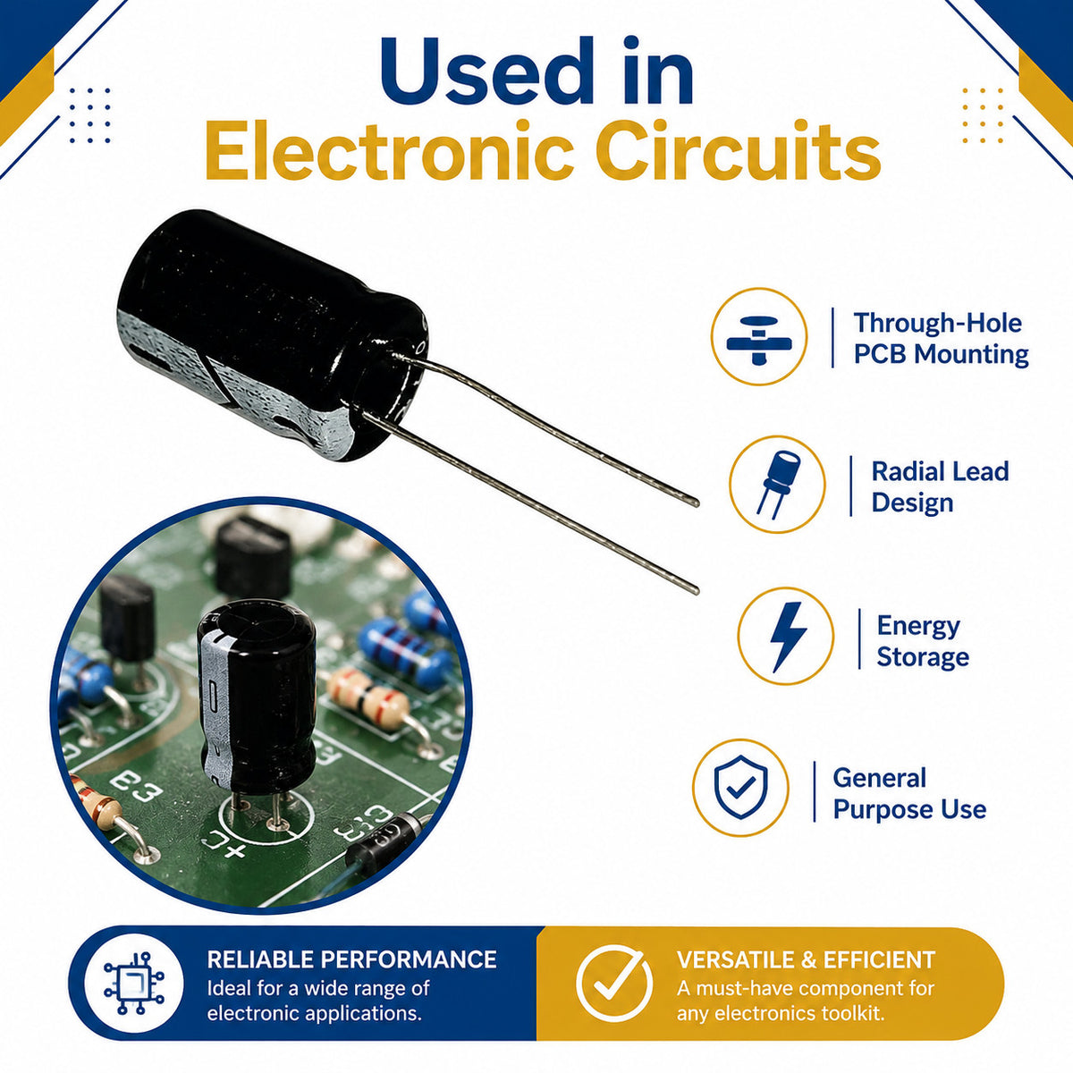 Electrolytic Radial Lead Capacitor 35V 330µF - Pack of 10