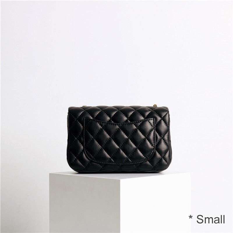 Quilted Lambskin Leather Small Flap Purse Chain Clutch Shoulder bag Crossbody
