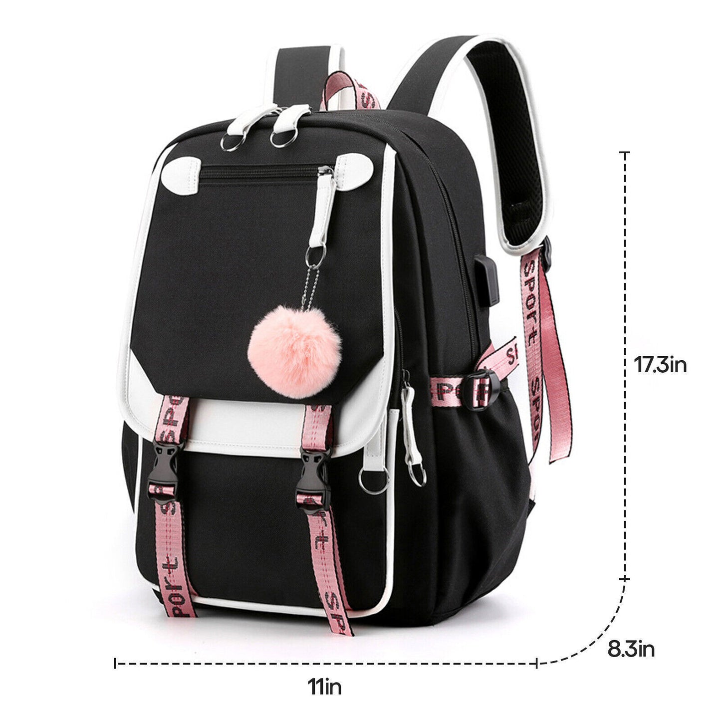 18.5" Large Girl School Backpack Bookbag Waterproof Laptop Travel Bag Rucksack