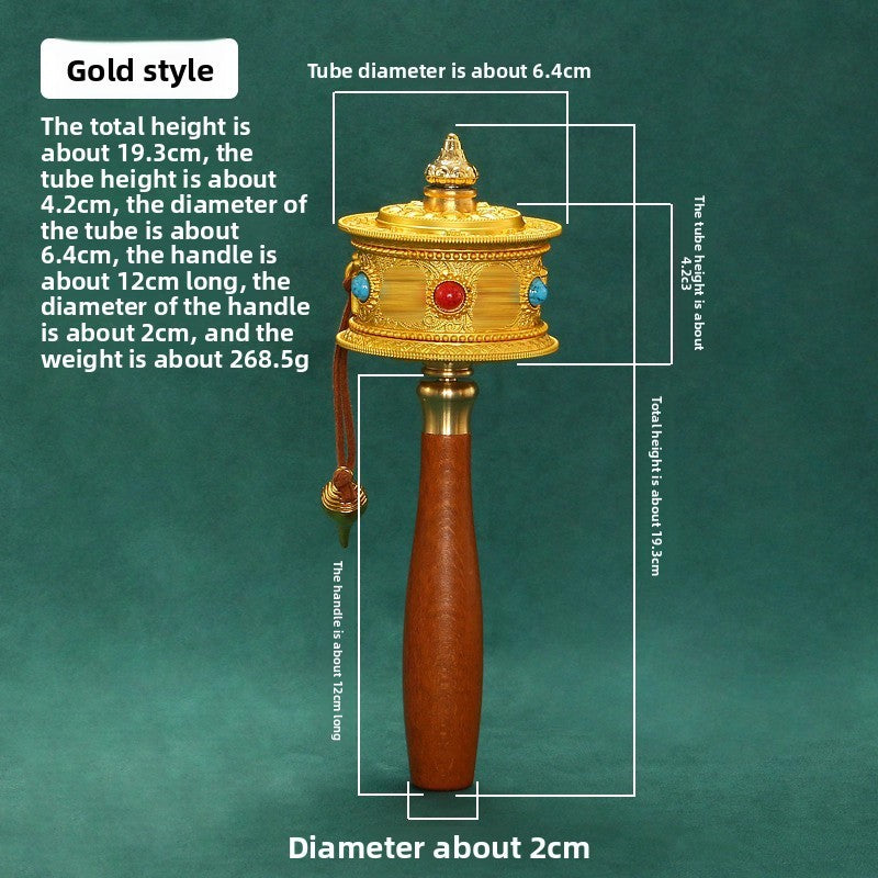 Tibetan Style Golden Tube Ornament Carry on Items Rotating Drum Decoration