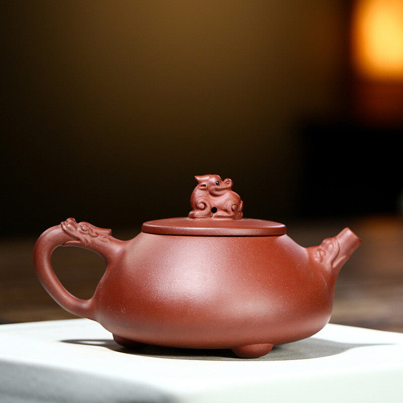Chinese Tea Pot Real Yixing Zisha Shipiao Pot Clay Marked Mascot Statue 220ml