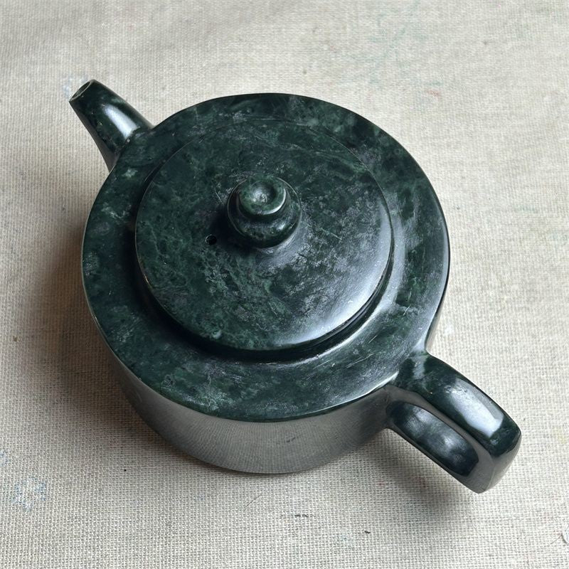 Natural Tibetan Medicinal Stone Jade Teapot Original Stone Wellness Tea Ware 5pc