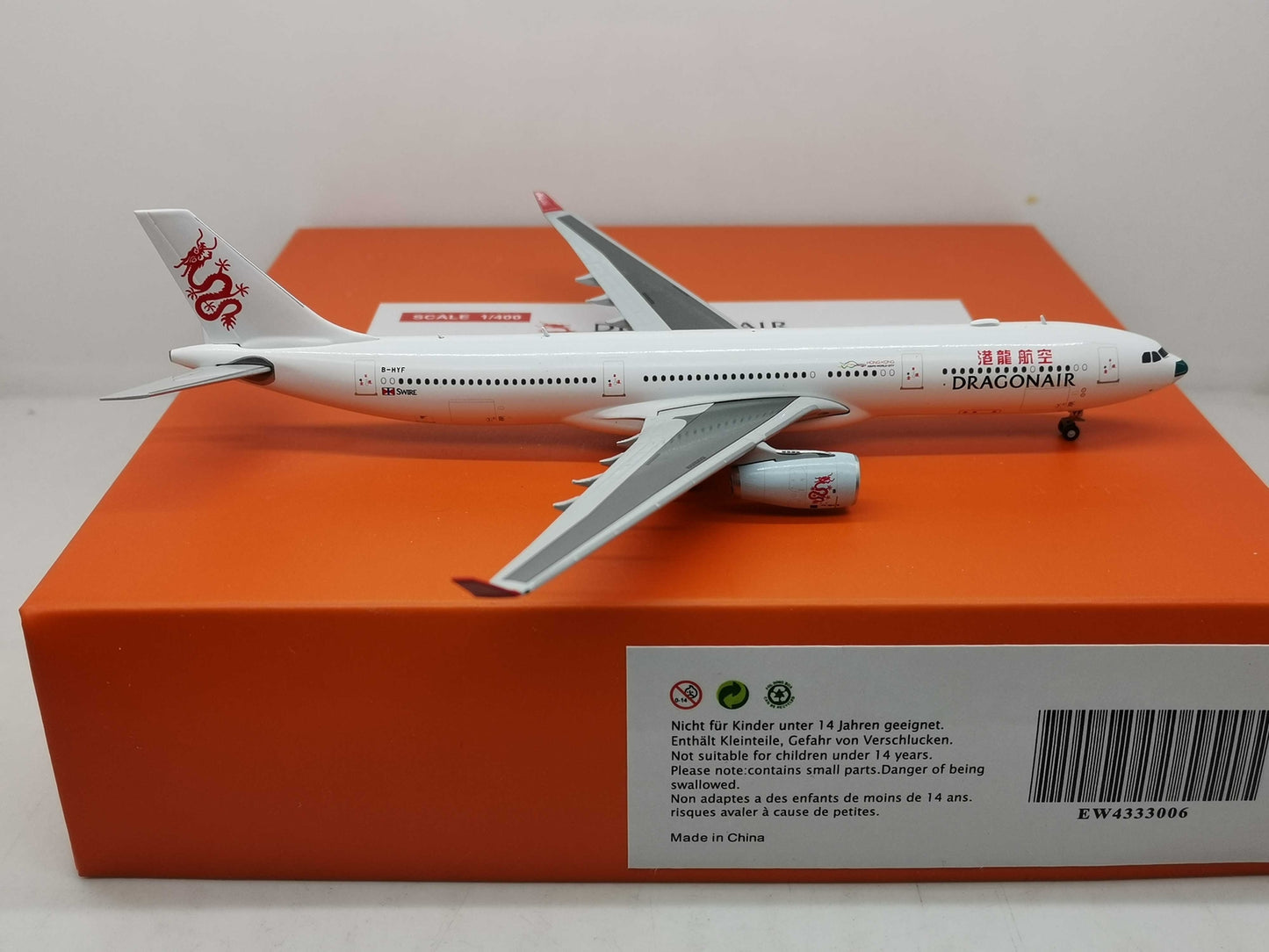 1:400 JC Wings DRAGONAIR AIRBUS A330-300 Passenger Airplane Diecast Model