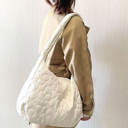 Quilted Tote Handbag Large Pleated Bubble Shoulder Crossbody Bag Cotton Padded