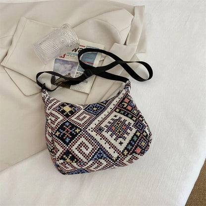 Shoulder Messenger Bag Handbags Ethnic Style Canvas Shoulder Bag Woven Bag