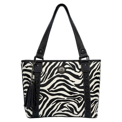 Celela Zebra Print Concho Women Much Interlayer Crossbody Shoulder Tote Bags