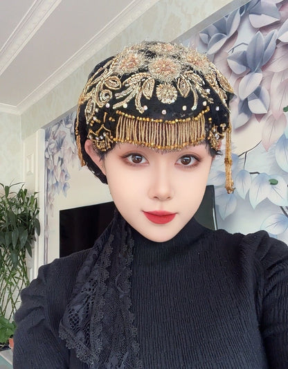 Handmade Beaded Tassel Headscarf Hair Cover Princess Style