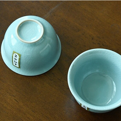 10pcs/lot Ruyao Porcelain Tea Set Crackle Glaze Gaiwan Tea Cup Filter Net Holder