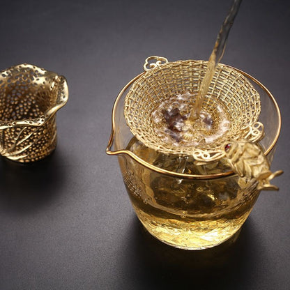 Carp Shaped Brass Tea Strainer Set Hollow Out Kung Fu Tea Filter Accessory