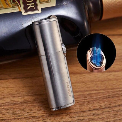 Jobon One Triple Torch Lighter Windproof Gas Butane Jet Flint Lighter 3 Nozzles