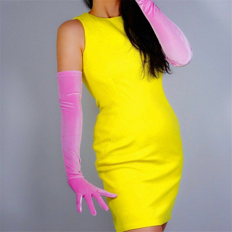 Fashion Velvet Gloves 22/40/50/60/70cm Long Opera Women Elastic Touchscreen Mitt