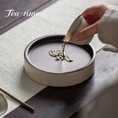 200ml Retro Ceramic Dry Brewing Table Fruit Plate Tea Tray Kungfu Tea Ceremony