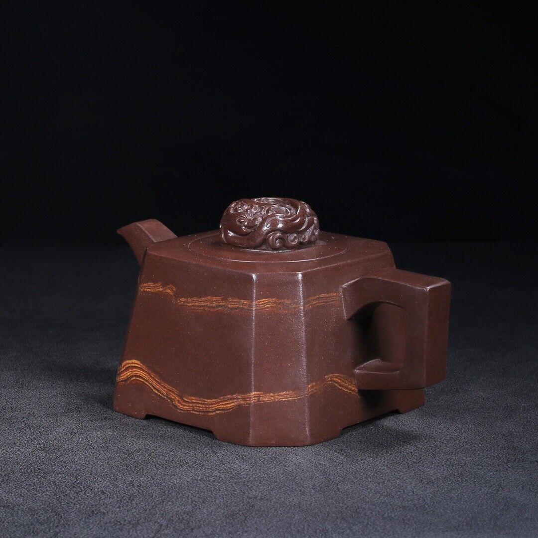 Chinese Yixing Zisha Clay Handmade Exquisite Teapot （四方 底款：金鼎商标）