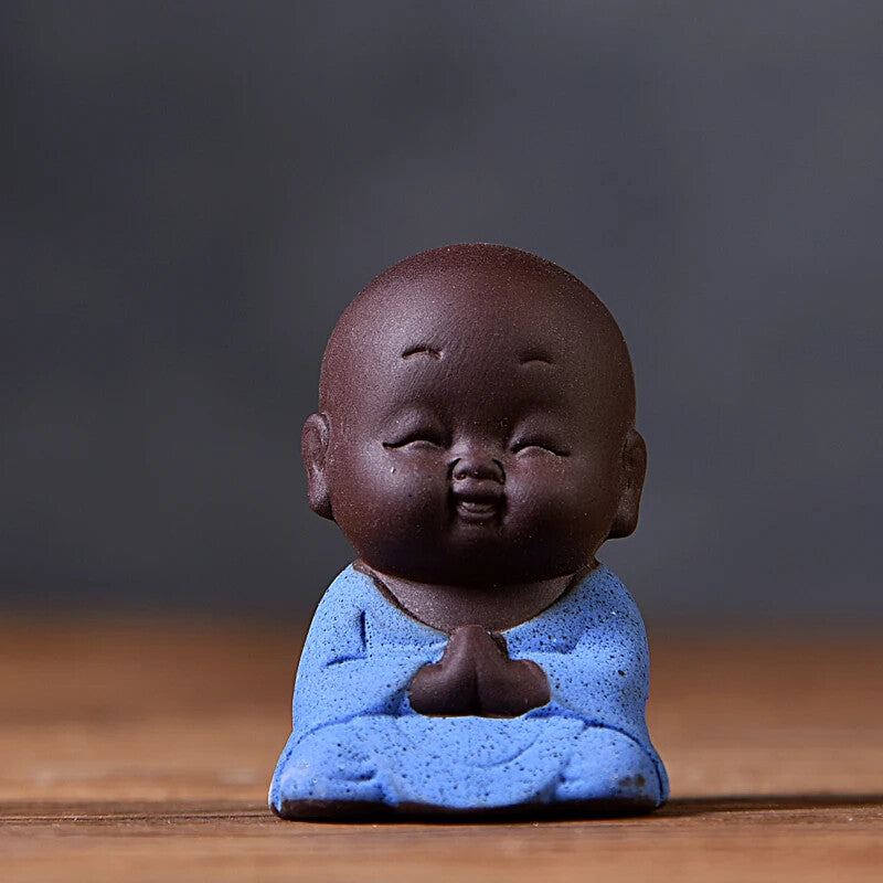 1PCS Purple Clay Small Buddha Statue Monk Figurine Boutique Tea Pet Tea Set