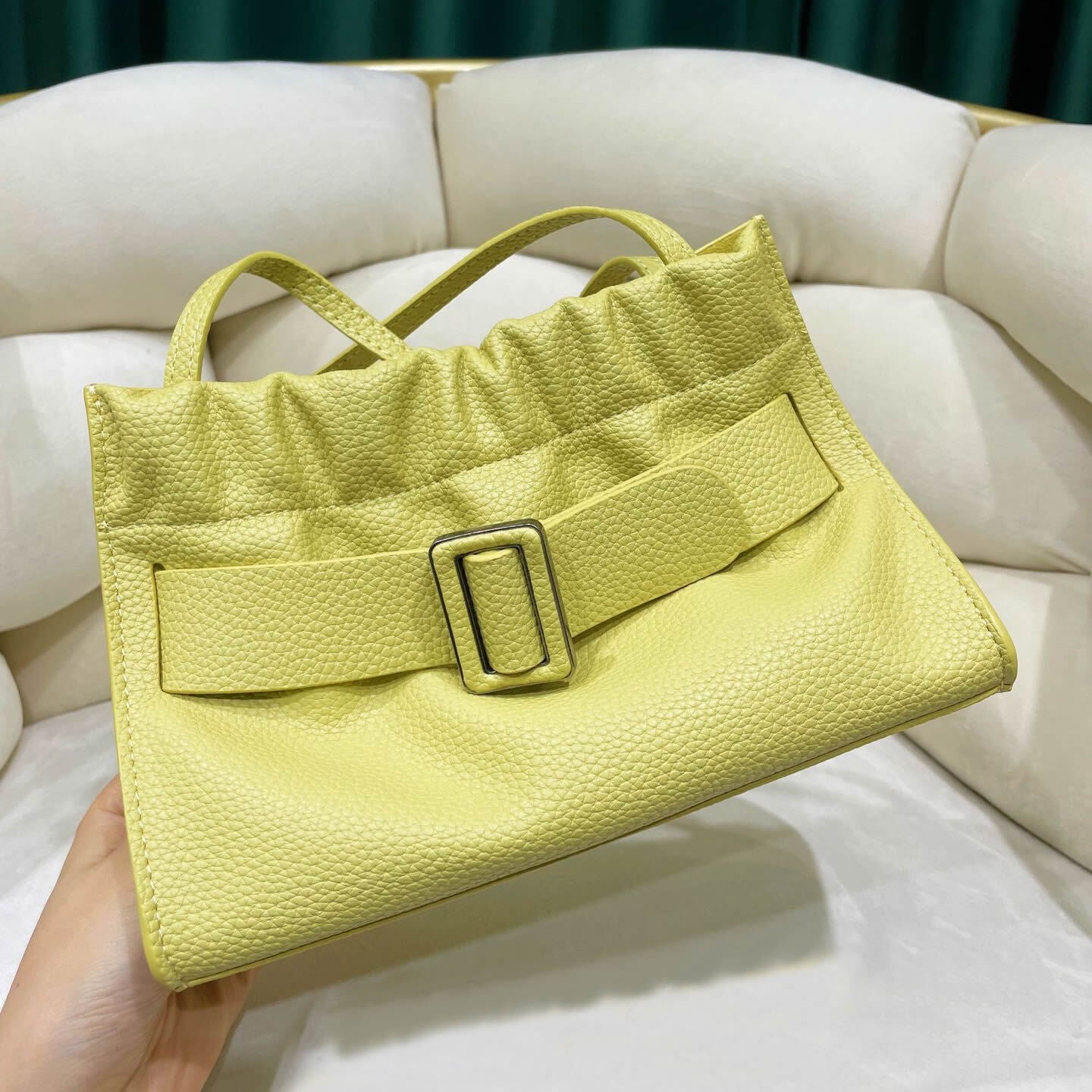 Real Leather Oversized Buckle Scrunchy Soft Ruched Clutch Shoulder bag Crossbody