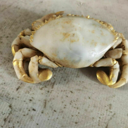 17cm Collected Antique Old White Jade Carved Crab Decorative Ornaments