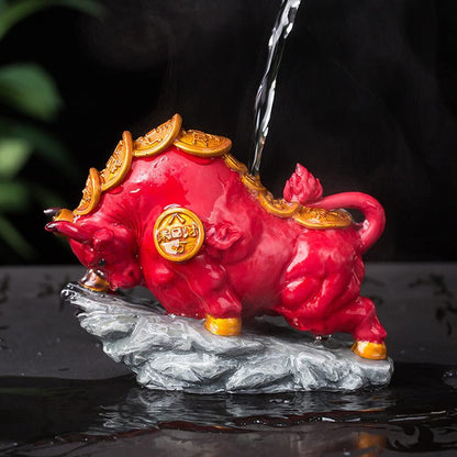 11.8cm Creative Tradition Resin Cow Color Changing Tea Pet Tea Set Tea Ornament