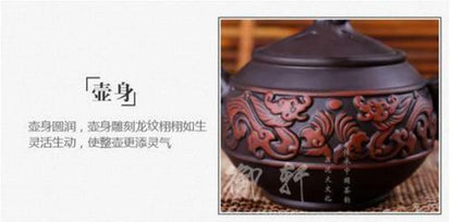 330 cc Chinese Yixing Zisha Clay Pottery Teapot Dragon Design Purple Clay Pot