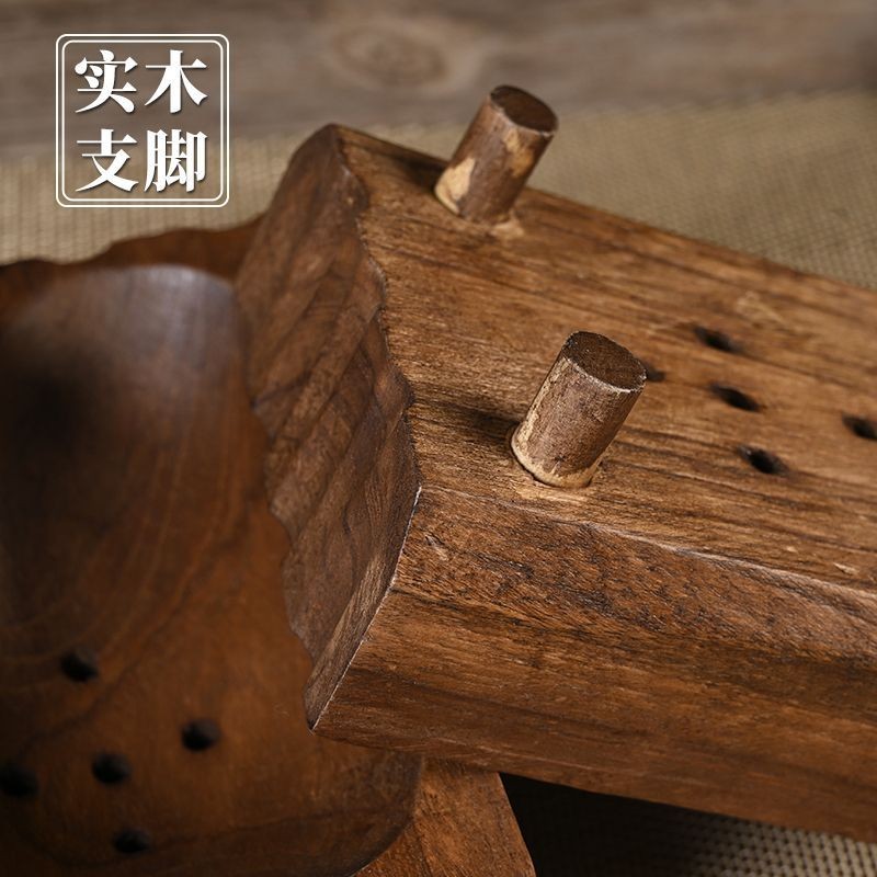 Thai Handmade Solid Wood Soap Dish 15cm Vintage Drain Soap Holder for Bathroom