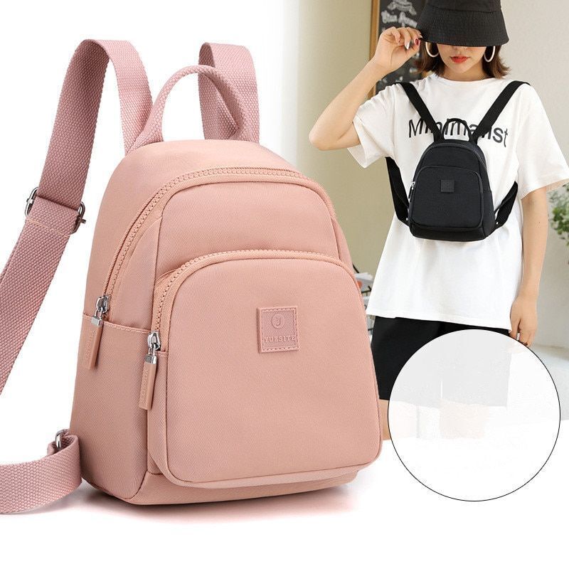 Waterproof Nylon Cloth Backpack Small School Bags School Travel Polyester Zipper