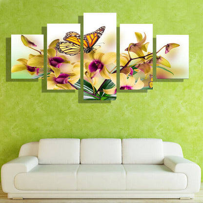 5 Pieces Canvas Wall Art Poster and Print Living Room Butterfly No Framed